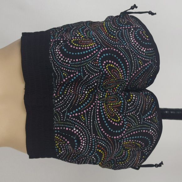 Target Womens Board Shorts Size 8 Black Pink Spot Elastic Waist Ruched Sides NEW - Picture 5 of 9